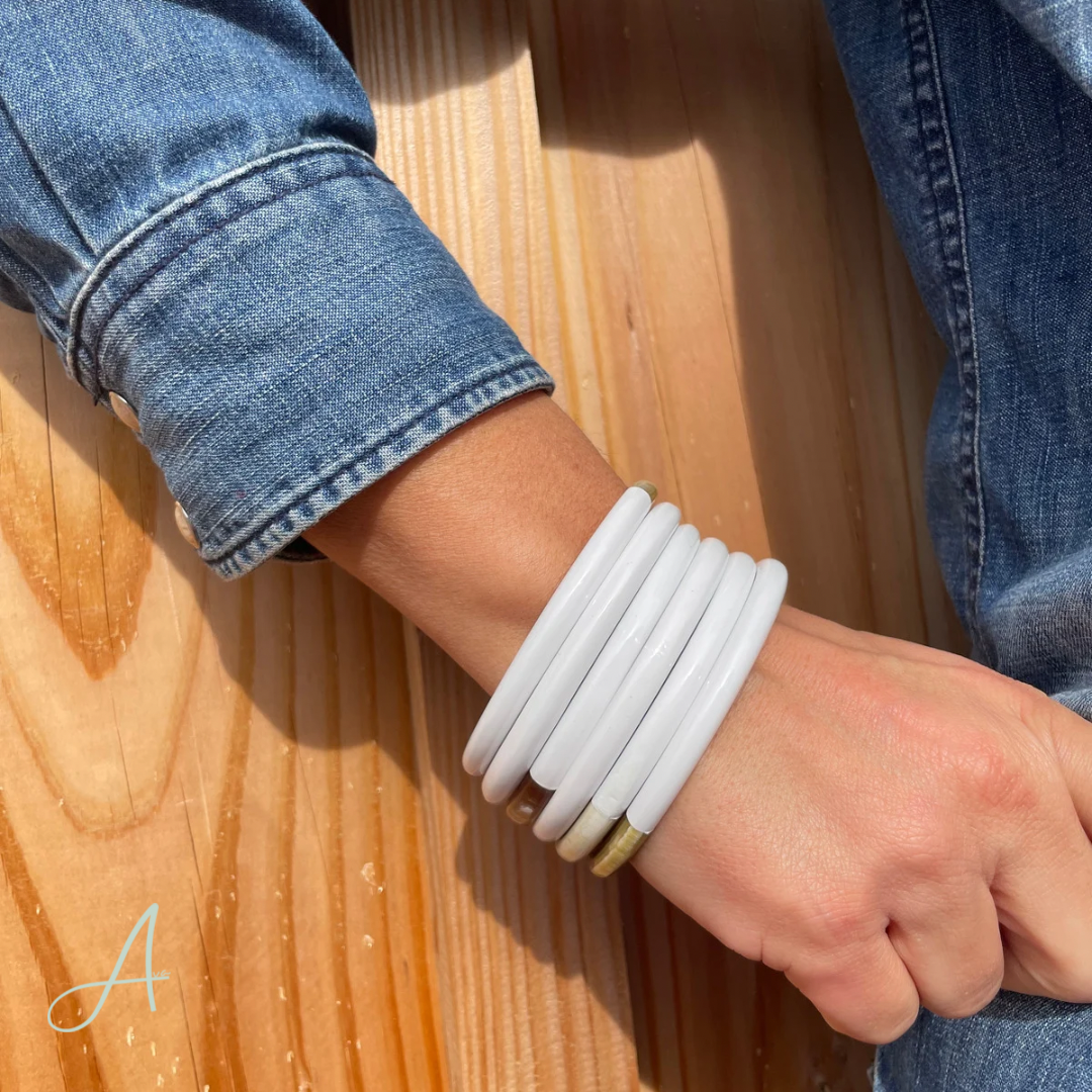 Bracelet Simon blanc en corne naturelle