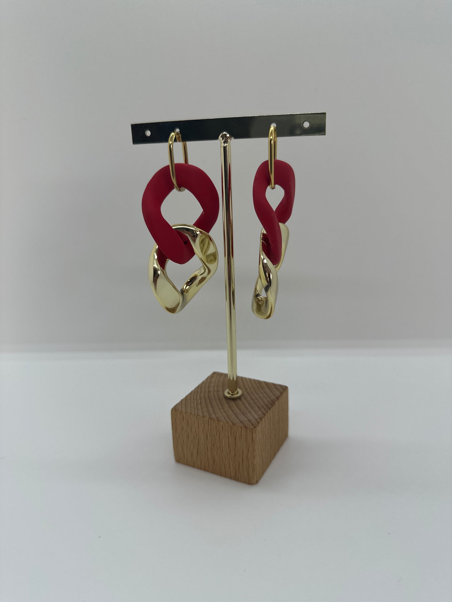 Boucles d'oreilles maillon XL Rouge