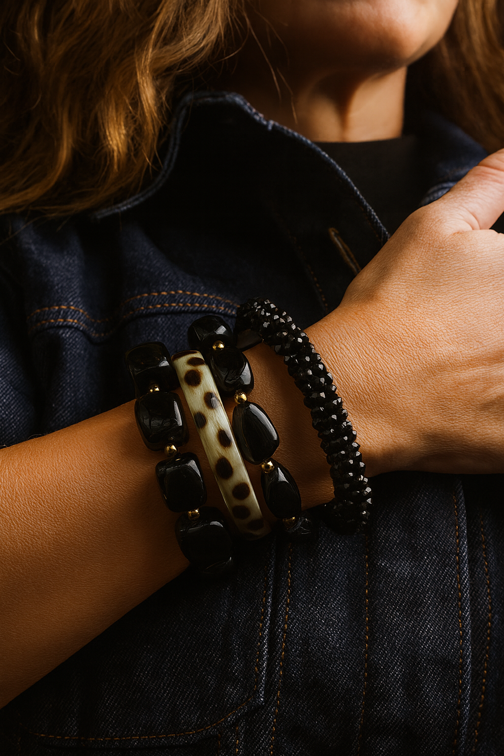 Bracelet Stone noir et doré
