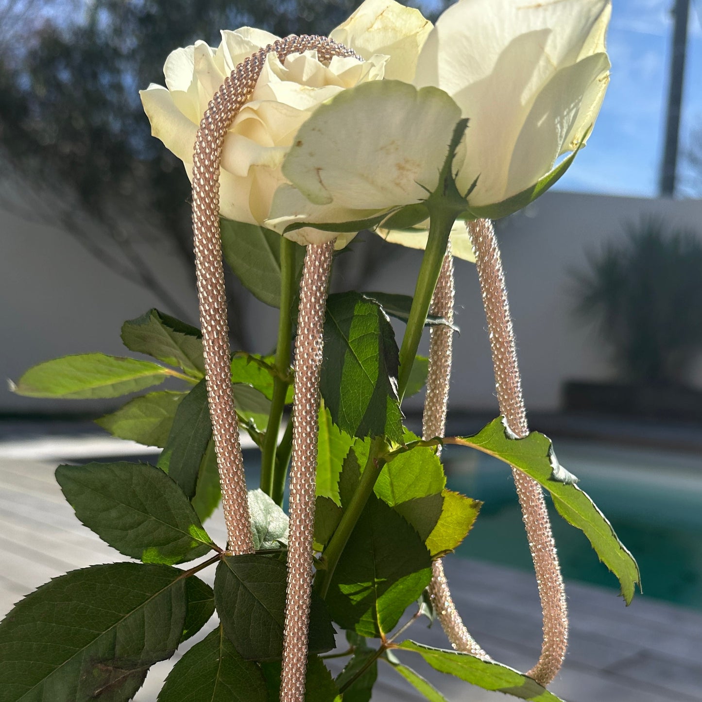 ✨ Cordon de Téléphone en Perles de verre – unique, tendance et responsable #A43 champagne rosé