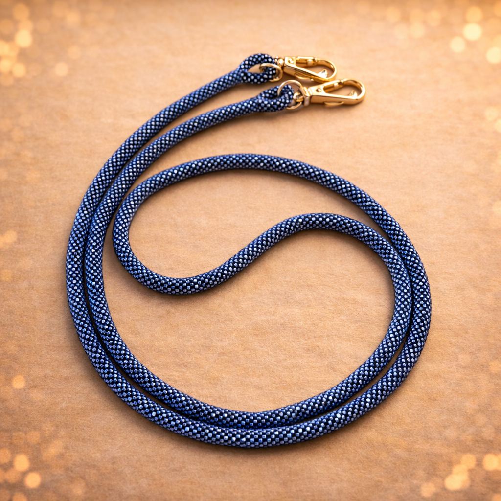 Cordon de Téléphone en Perles de verre – unique, tendance et responsable bleu BL02