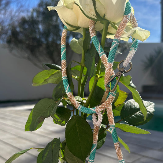 ✨ Cordon de Téléphone en Perles de verre – unique, tendance et  responsable  #A30 Turquoise, champagne rosé et blanc