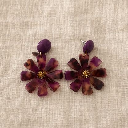 Dalhia – Boucles d’oreilles fleurs en acétate - 5 coloris