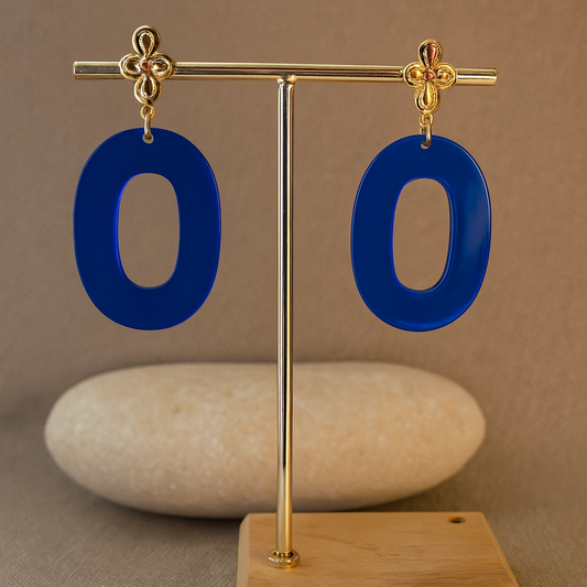 Paulette gold bleu- Boucles d’oreilles – Collection Française