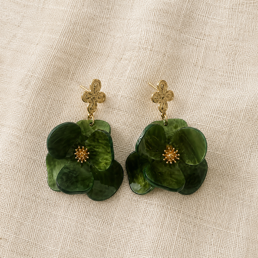 Sakura – Boucles d’oreilles fleurs en acétate | Trésors de Ava