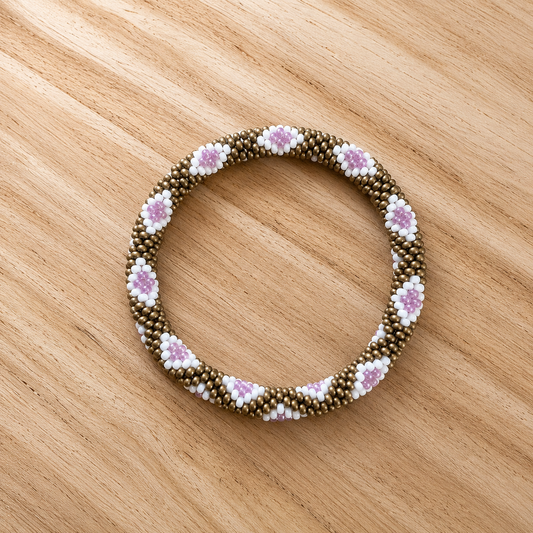 Bracelet népalais  – Trésors de Ava mauve pastel