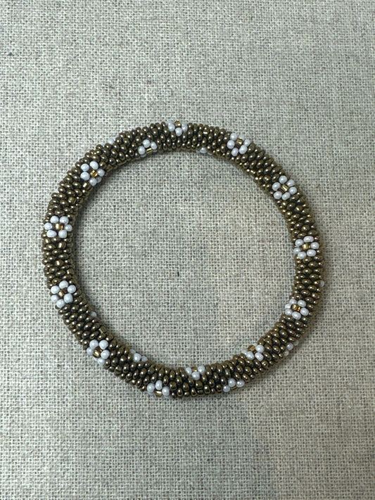 Bracelet népalais laiton à fleur  SA-175