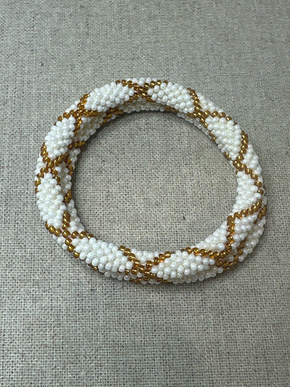 Bracelet népalais blanc doré SA-170