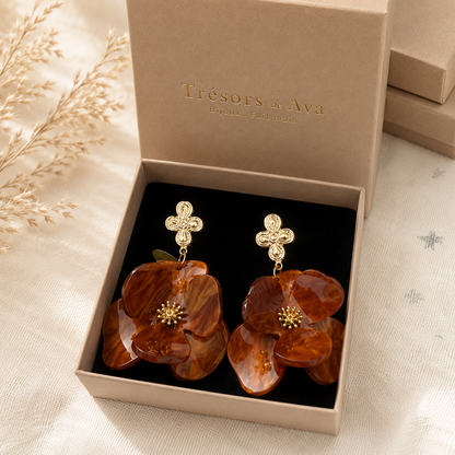Sakura – Boucles d’oreilles fleurs en acétate | Trésors de Ava