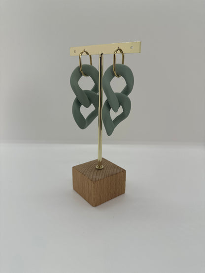 Boucles d'oreilles maillon XL Vert Amande