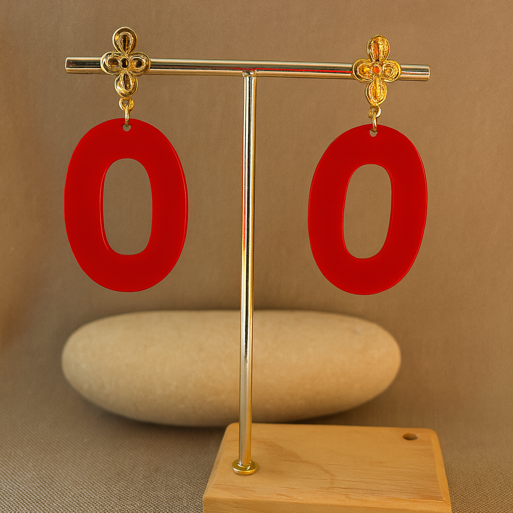 Paulette gold  rouge- Boucles d’oreilles – Collection Française