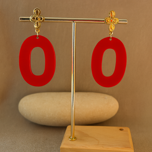 Paulette gold  rouge- Boucles d’oreilles – Collection Française