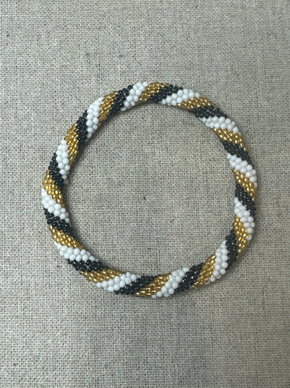Bracelet népalais blanc doré SA-171