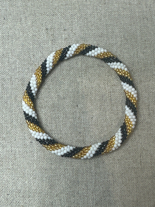 Bracelet népalais blanc doré SA-171