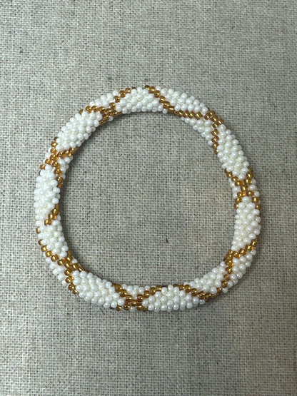 Bracelet népalais blanc doré SA-170