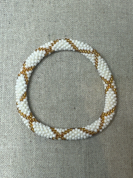 Bracelet népalais blanc doré SA-170