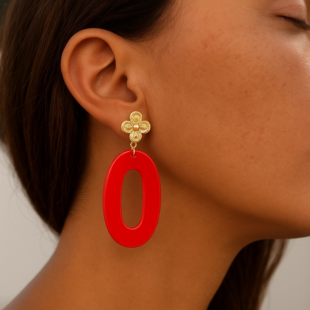 Paulette gold  rouge- Boucles d’oreilles – Collection Française