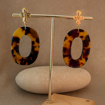 Paulette gold imprimé tortue - Boucles d’oreilles – Collection Française