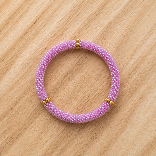 Bracelet népalais  – Trésors de Ava mauve pastel