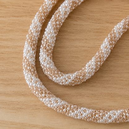 Cordon de téléphone blanc doré rosé C1  | Trésors d'Ava