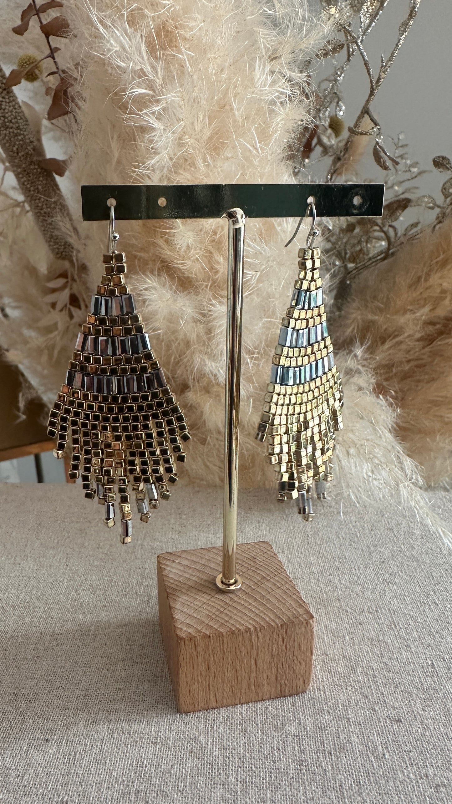 Boucles d'oreilles indiennes PERLAIA dorées et argentées