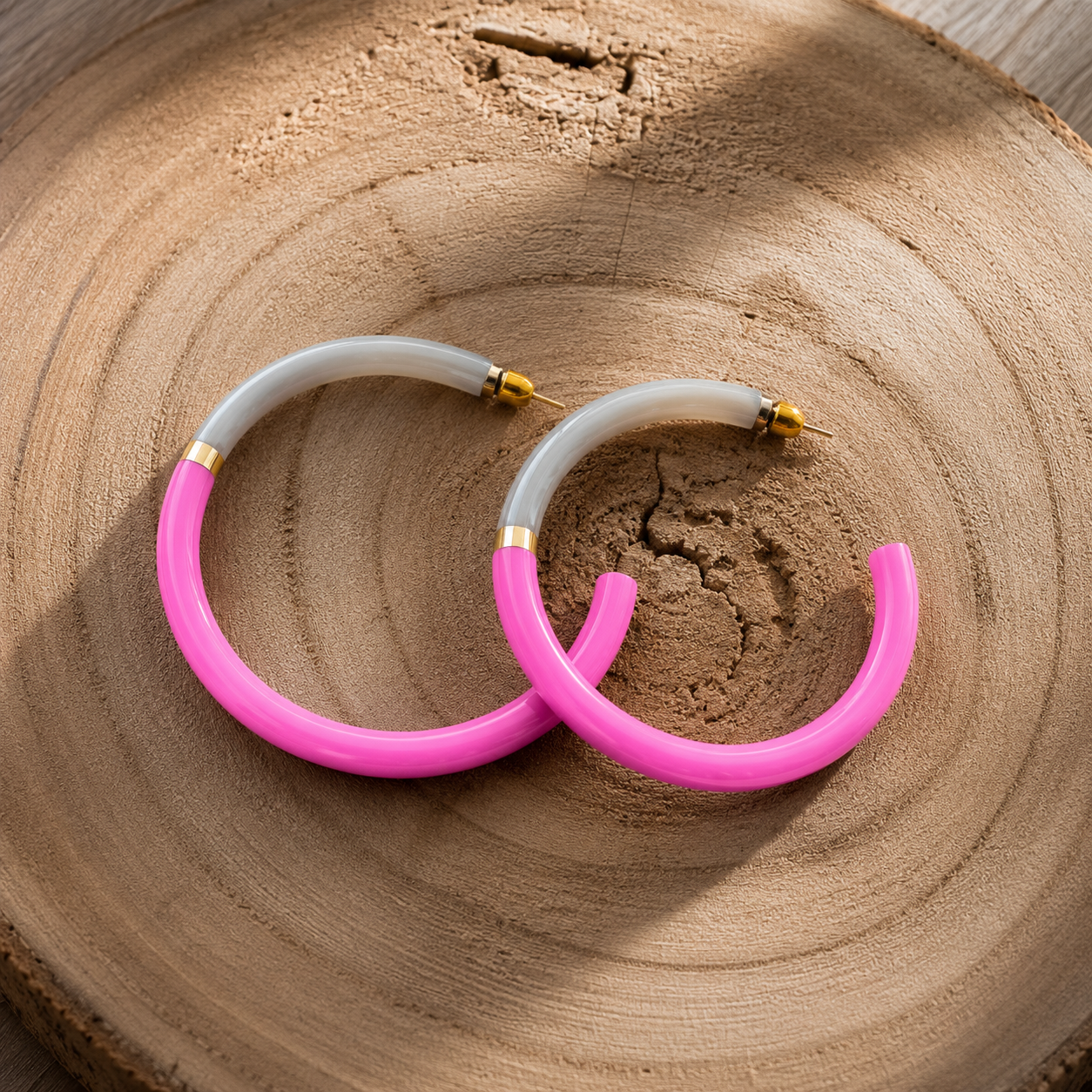 Créoles Cléo – Corne naturelle – 6 cm-Summer - Trésors de Ava