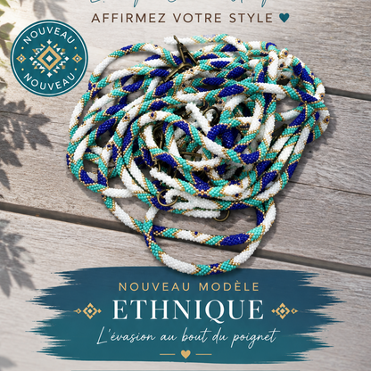 Cordon de téléphone  bleu ethnic – Tissé artisanalement | Trésors de Ava