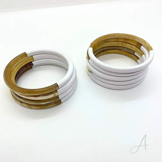 Bracelet Simon blanc en corne naturelle