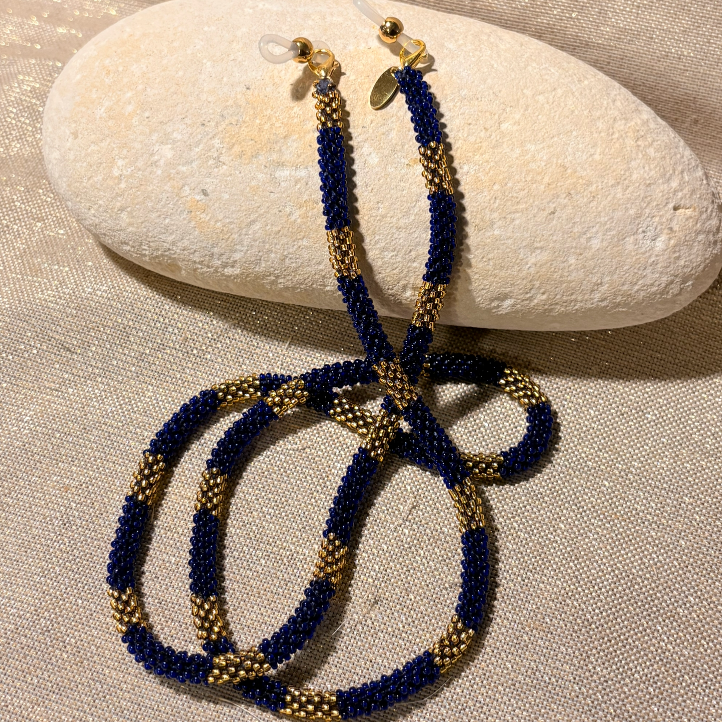 Cordon à lunettes – tissage artisanal du Népal bleu 03