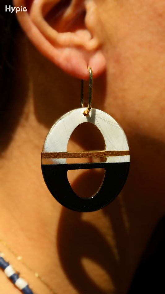 Boucles d’oreilles en corne noir - Collection Tria