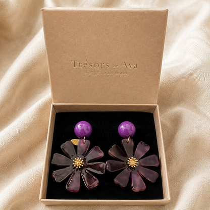 Dalhia – Boucles d’oreilles fleurs en acétate - 5 coloris