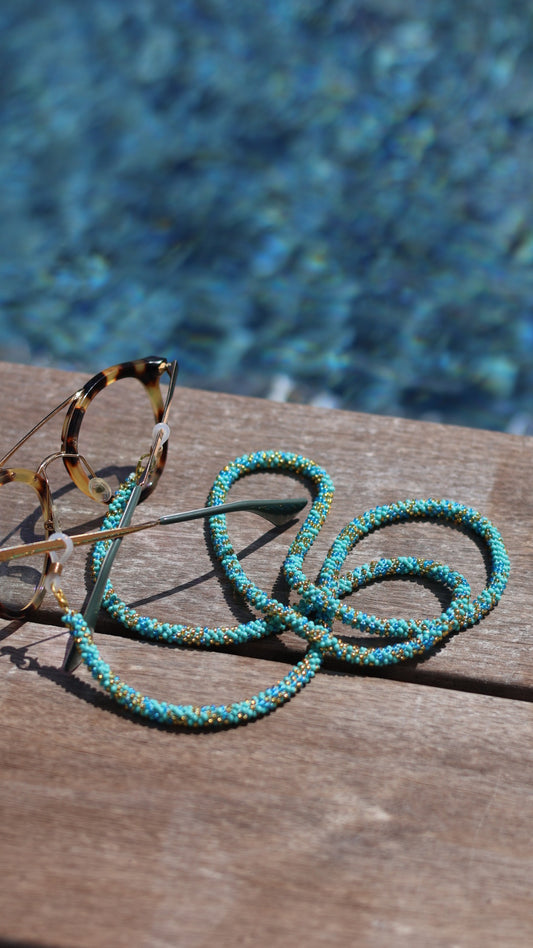 Cordon à lunettes – tissage artisanal du Népal Collection Mouchetée