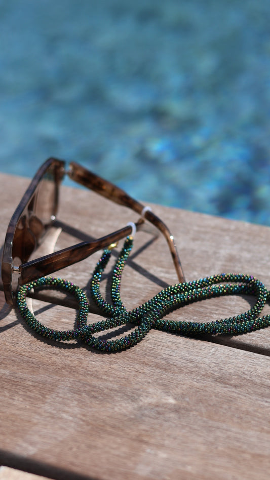 Cordon à lunettes – tissage artisanal du Népal Collection Irisé