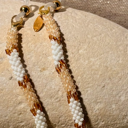 Cordon à lunettes – tissage artisanal du Népal champagne