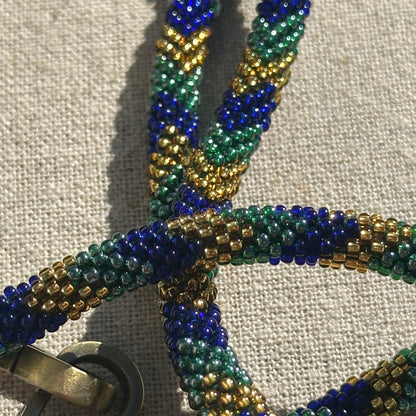 ✨ Cordon de Téléphone en Perles de verre – unique, tendance et  responsable  #A29 bleu marine, vert et doré