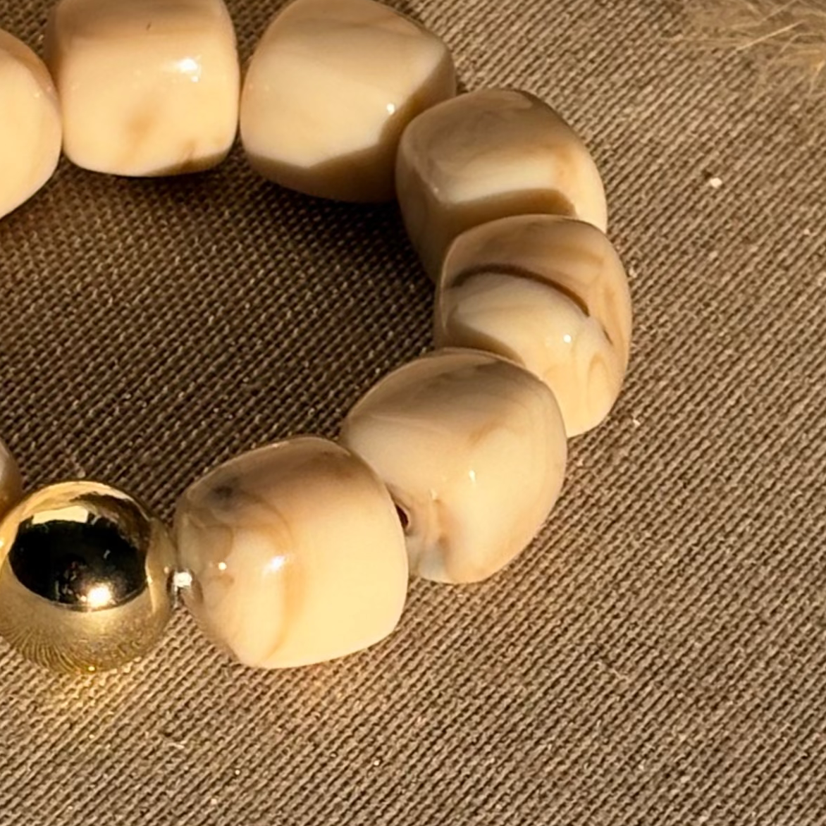Bracelet élastique Ice gold crème marbré