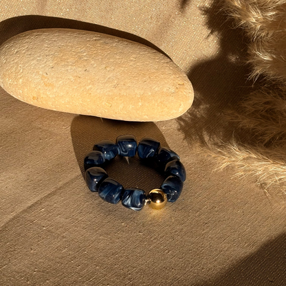 Bracelet élastique Ice gold bleu marine