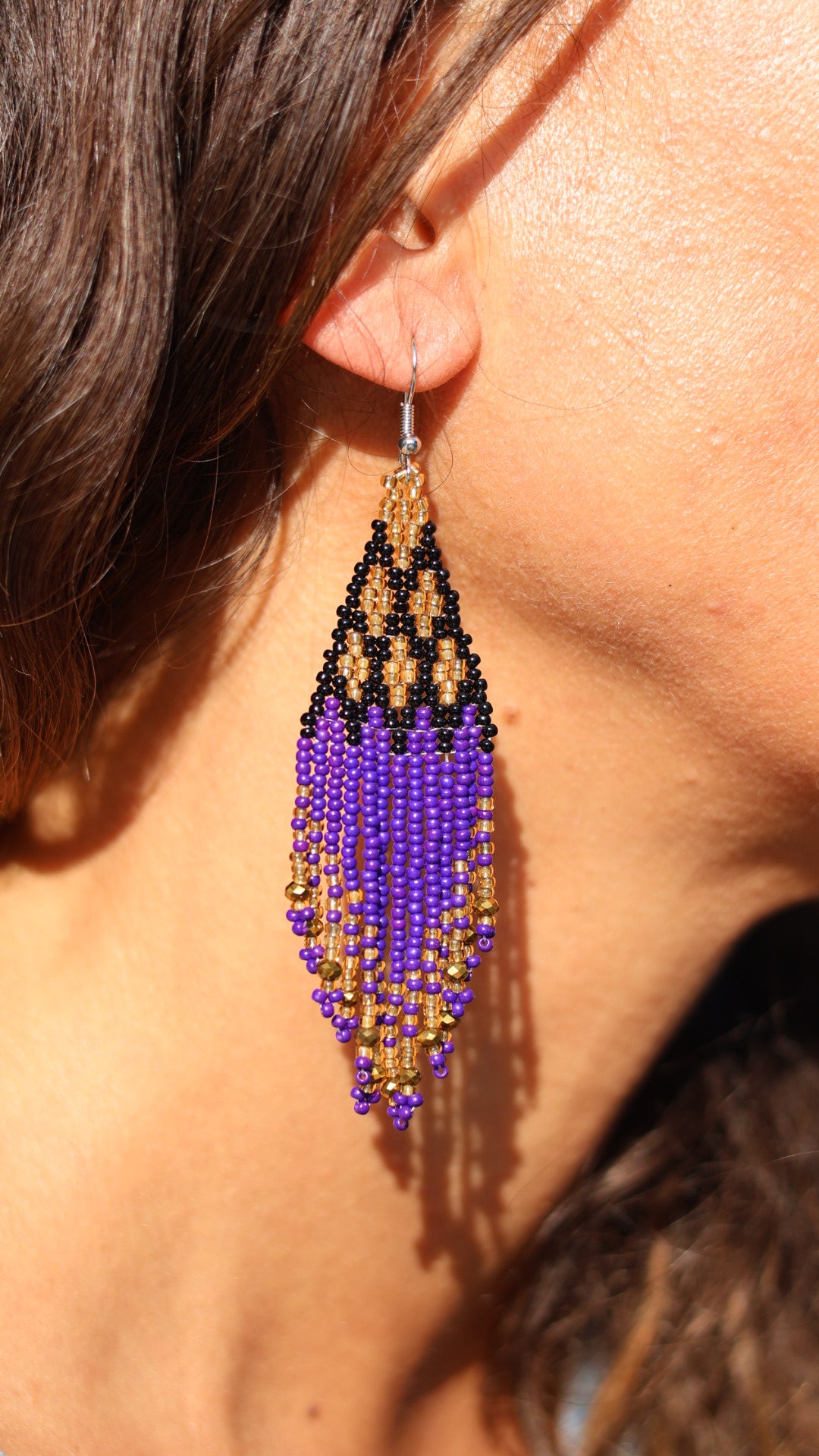 Boucles d'oreilles indiennes AMARA violettes et dorées